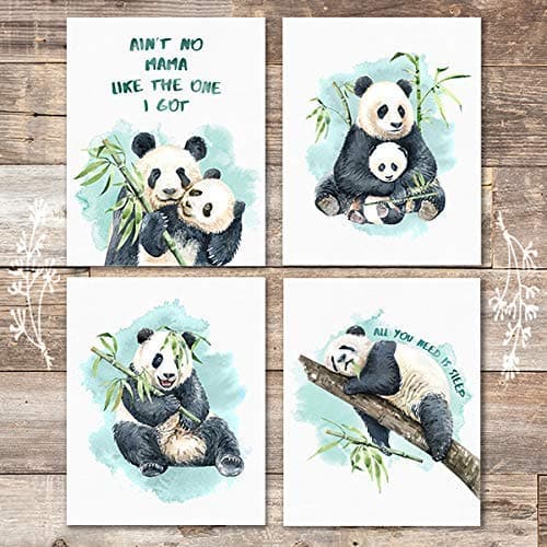 Pandas Art Prints (Set of 4) - Unframed - 8x10s - Dream Big Printables