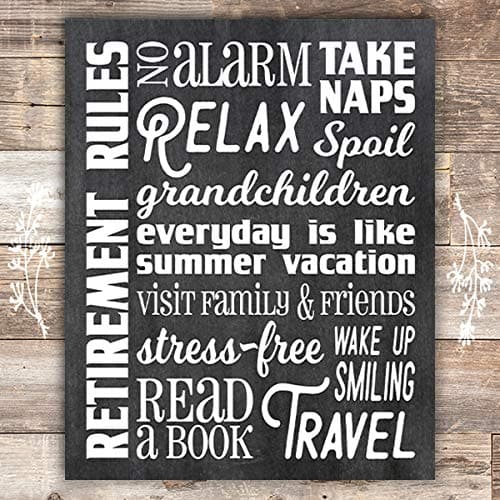 Retirement Rules Chalkboard Art Print - 8x10 - Dream Big Printables