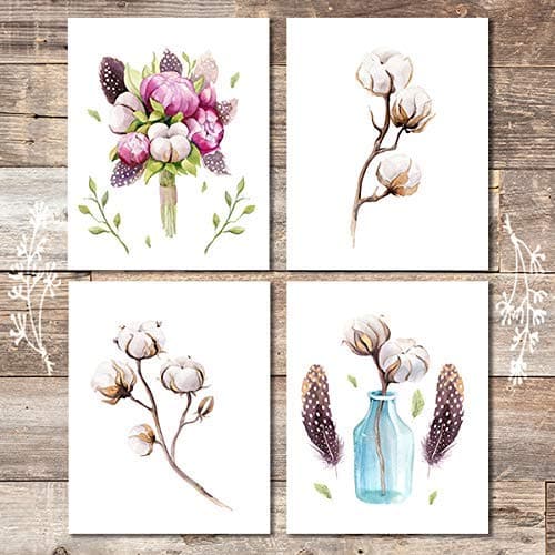 Rustic Farmhouse Decor Art Prints (Set of 4) - 8x10s | Cotton Wall Decor - Dream Big Printables