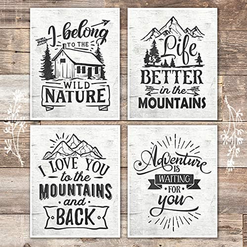 Rustic Nature and Mountains Quotes Art Prints (Set of 4) - 8x10s - Dream Big Printables