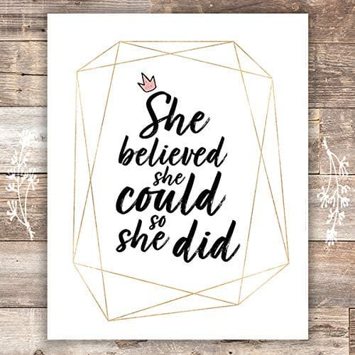 She Believed She Could So She Did Art Print - Unframed - 8x10 | Nursery Wall Decor - Dream Big Printables
