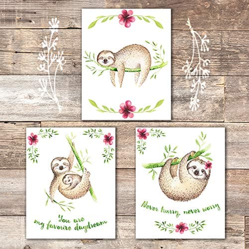 Sloth Wall Decor (Set of 3) - Unframed - 8x10s - Dream Big Printables