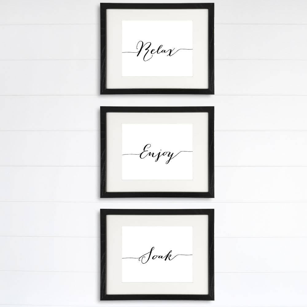 Soak Relax Enjoy Art Print (Set of 3) - 8x10s | Bathroom Wall Art - Dream Big Printables