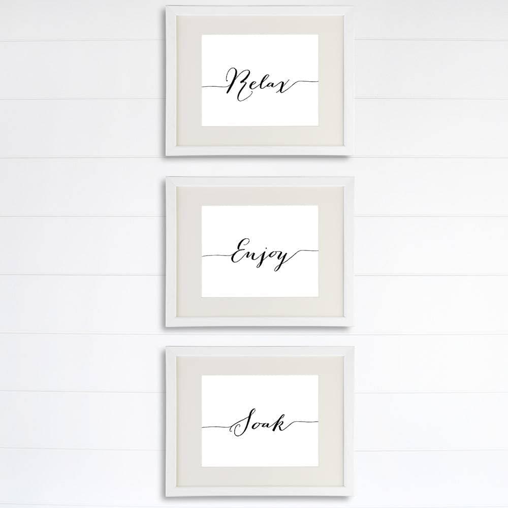 Soak Relax Enjoy Art Print (Set of 3) - 8x10s | Bathroom Wall Art - Dream Big Printables