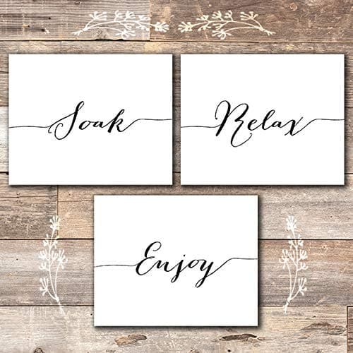 Soak Relax Enjoy Art Print (Set of 3) - 8x10s | Bathroom Wall Art - Dream Big Printables