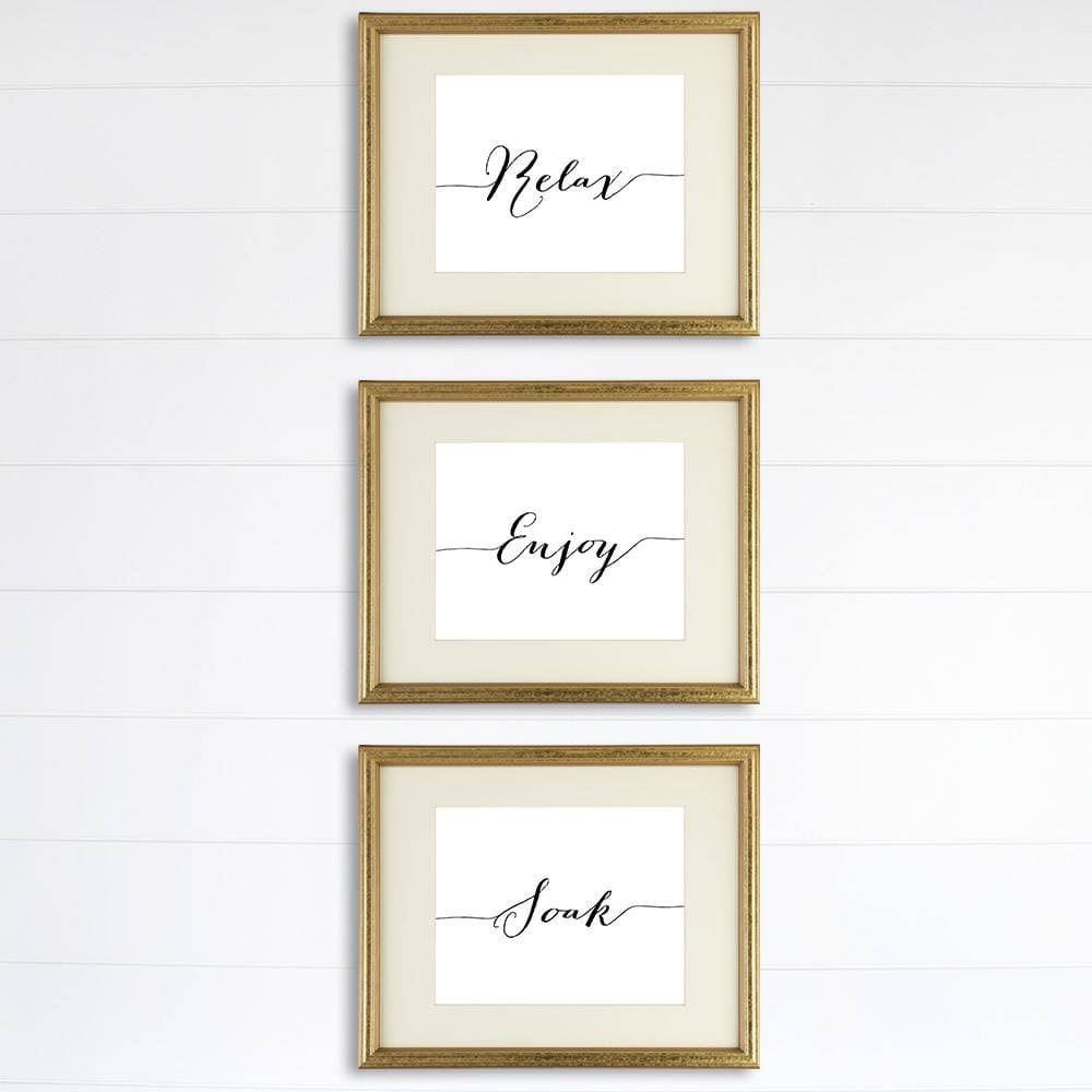 Soak Relax Enjoy Art Print (Set of 3) - 8x10s | Bathroom Wall Art - Dream Big Printables