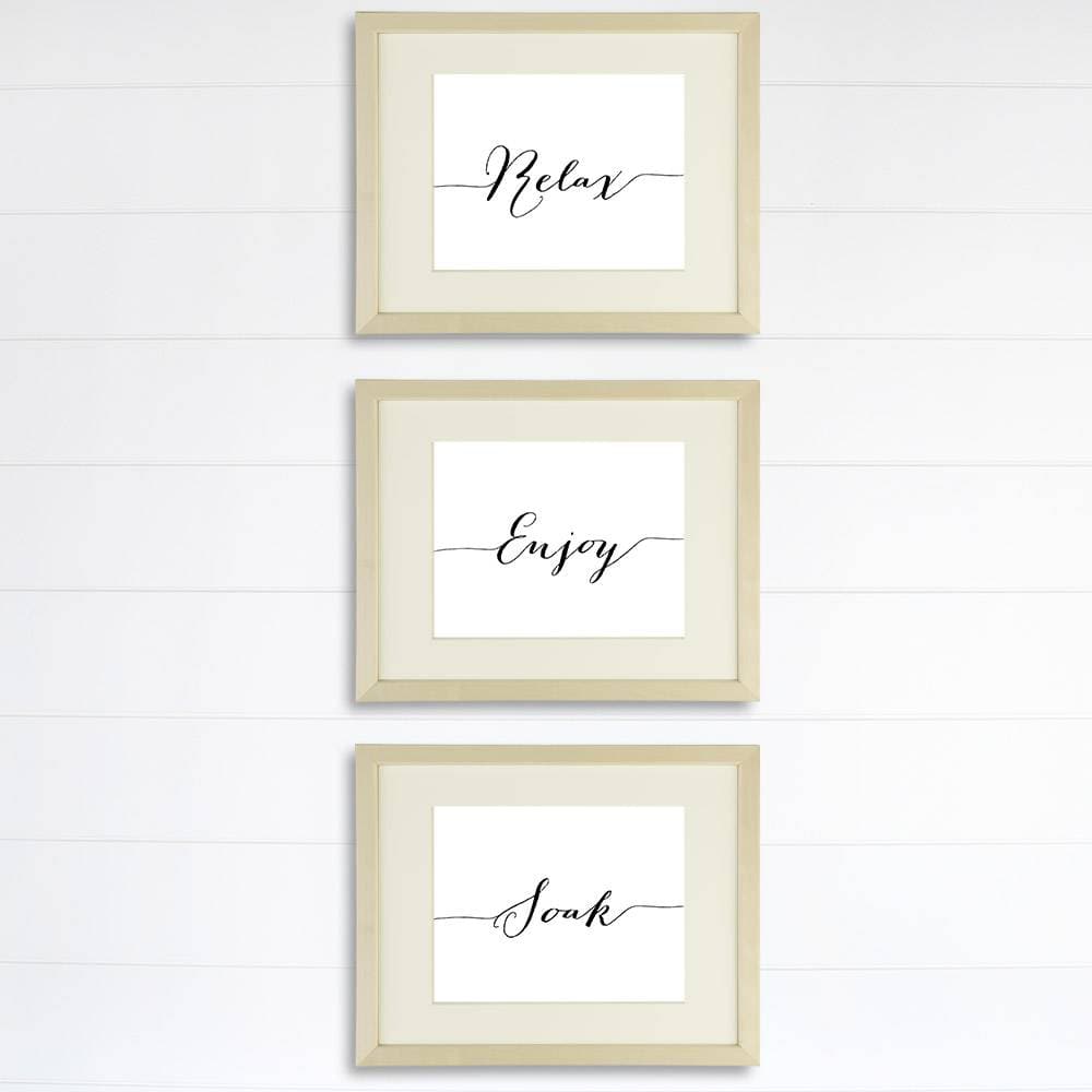 Soak Relax Enjoy Art Print (Set of 3) - 8x10s | Bathroom Wall Art - Dream Big Printables