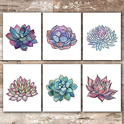 Succulent Watercolor Sketches Art Prints - (Set of 6) - 8x10s - Dream Big Printables