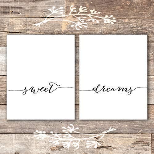 Sweet Dreams Wall Art Prints (Set of 2) - Unframed - 8x10 | Calligraphy - Dream Big Printables