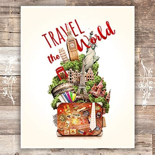 Travel The World Art Print- Travel Art Decor - Unframed - 8x10 - Dream Big Printables