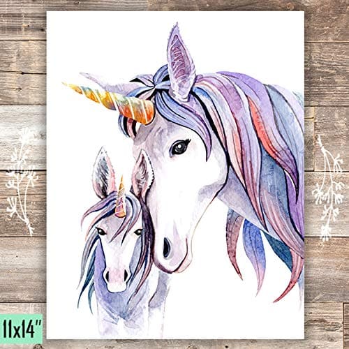 Unicorn Floral Art Print - Unframed - 11x14 - Dream Big Printables