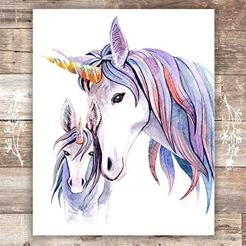 Unicorn Mother and Daughter Wall Decor For Girls Room - Art Print - 8x10 - Dream Big Printables