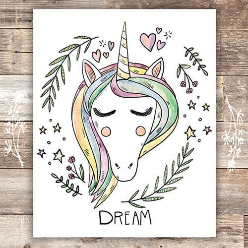 Unicorn Wall Art Print - Unframed - 8x10 - Dream Big Printables