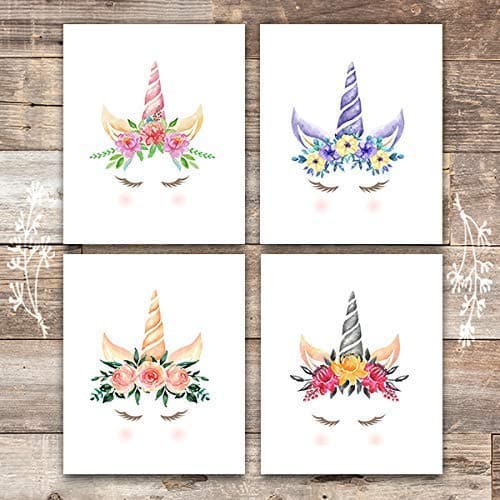Unicorn Wall Art Prints (Set of 4) - 8x10s | Girls Room Decor - Dream Big Printables