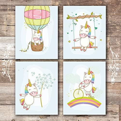 Unicorn Wall Decor Art Prints (Set of 4) - 8x10s | Girls Room Decor - Dream Big Printables