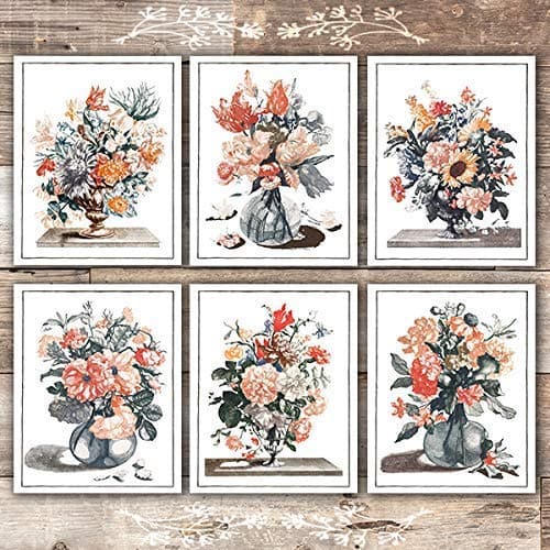 Vintage Flowers In Vases Art Prints (Set of 6) - Unframed - 8x10s - Dream Big Printables