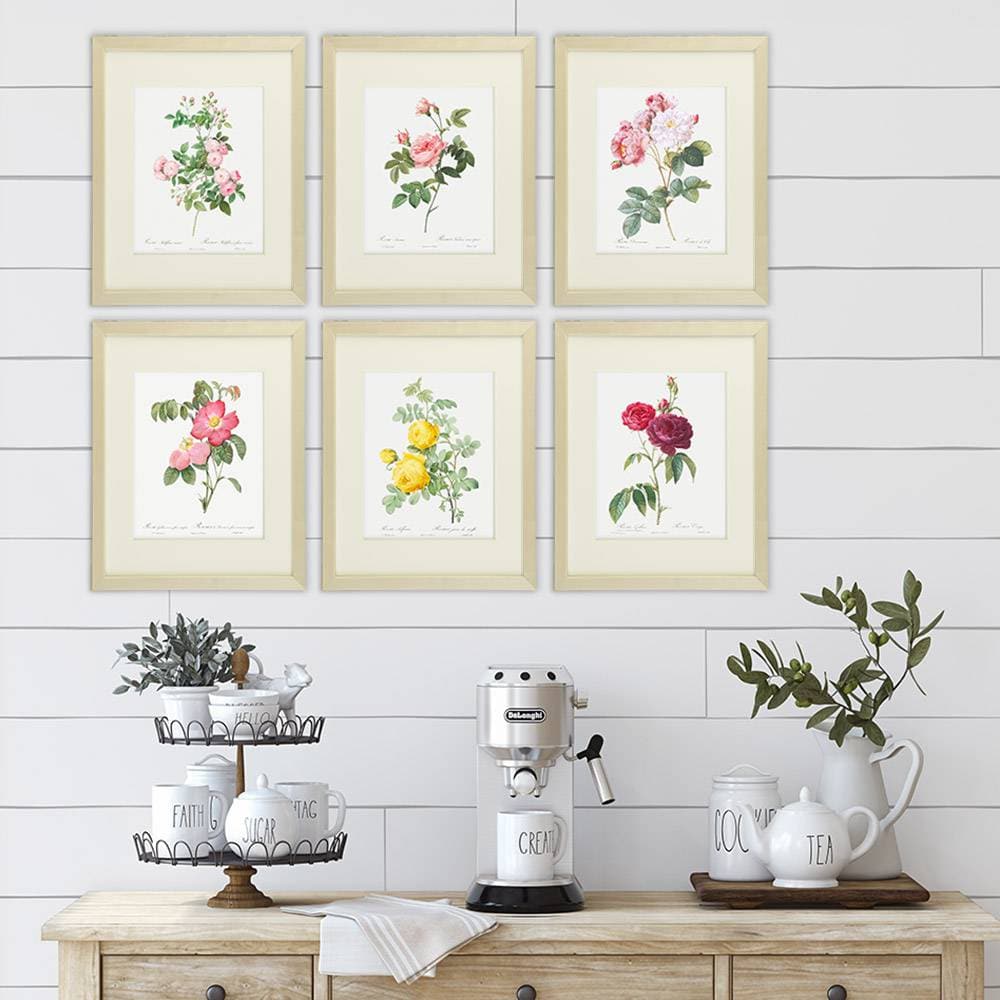 Vintage Flowers Wall Art Prints (Set of 6) - 8x10s | Roses - Dream Big Printables