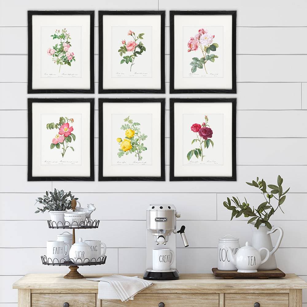 Vintage Flowers Wall Art Prints (Set of 6) - 8x10s | Roses - Dream Big Printables