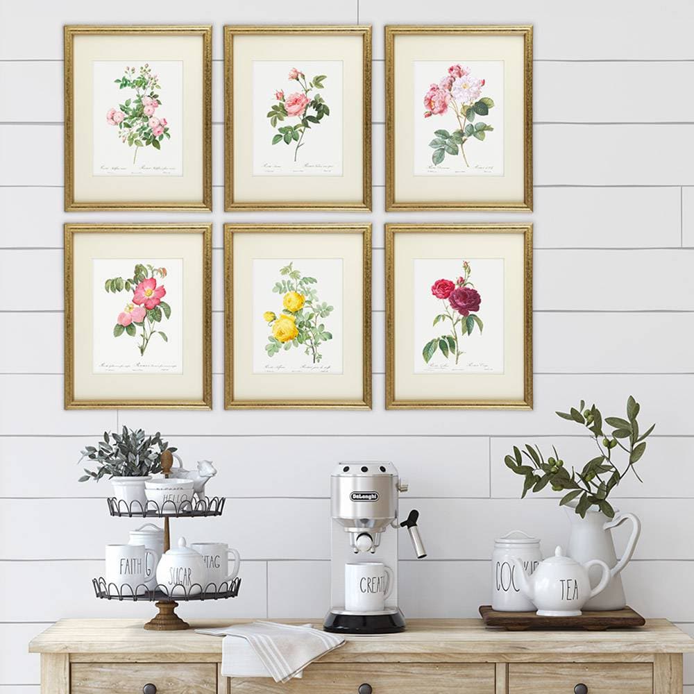 Vintage Flowers Wall Art Prints (Set of 6) - 8x10s | Roses - Dream Big Printables