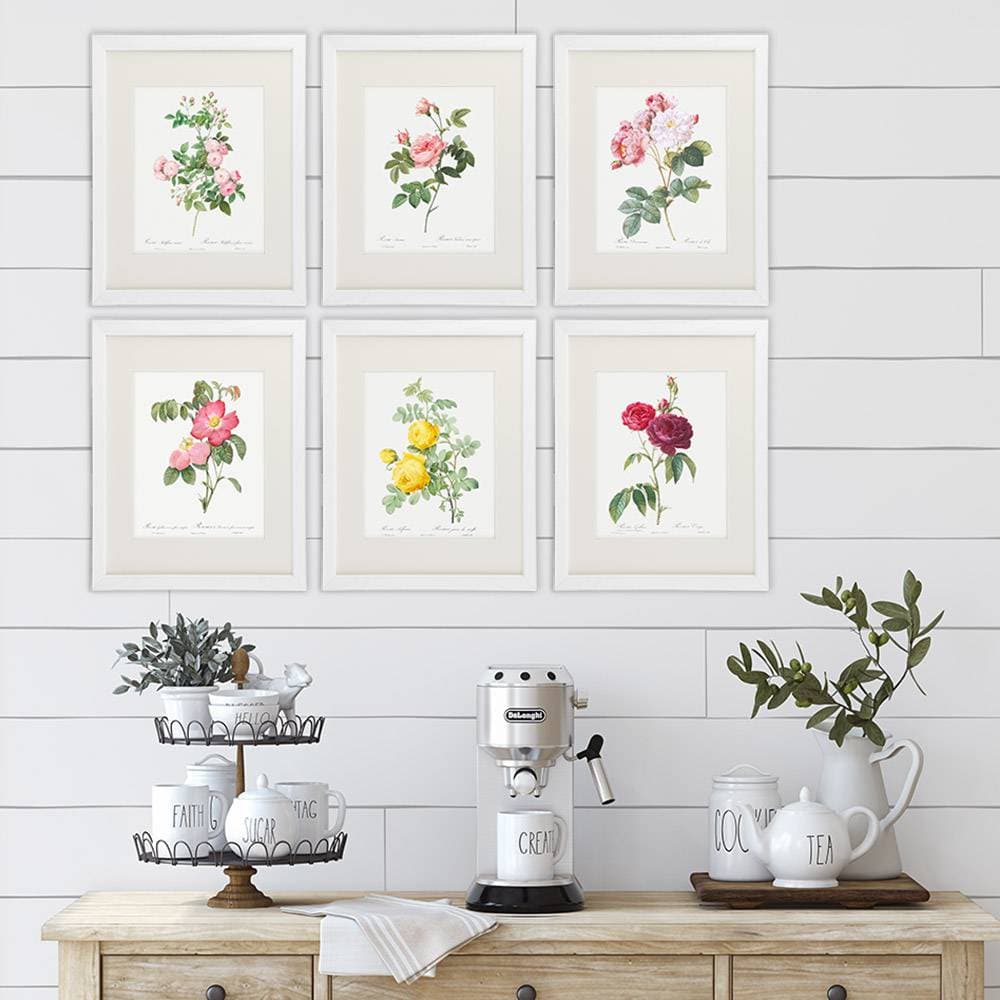 Vintage Flowers Wall Art Prints (Set of 6) - 8x10s | Roses - Dream Big Printables