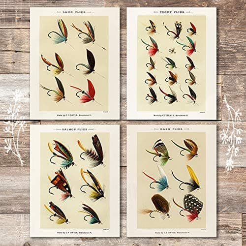 Vintage Fly Fishing Art Prints (Set of 4) - 8x10 | Great Gift for Fishermen - Dream Big Printables