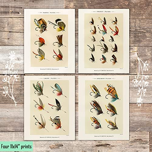 Vintage Fly Fishing Art Prints (Set of 4) - Unframed - 11x14s - Dream Big Printables
