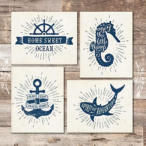 Vintage Nautical Wanderlust Quotes (Set of 4) - Unframed - 8x10s - Dream Big Printables