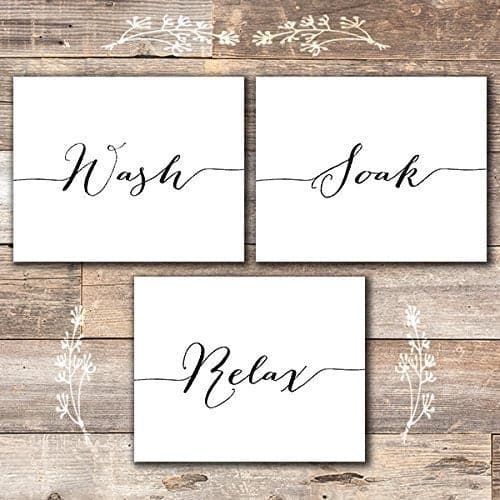 Wash Soak Relax - Bathroom Decor Art Prints (Set of 3) - Unframed - 8x10s - Dream Big Printables