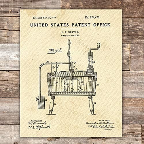 Washing Machine Patent Print Wall Art - Unframed - 8x10 | Laundry Room Decor - Dream Big Printables