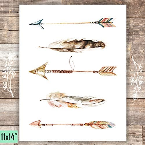 Watercolor Arrows and Feathers Art Print - Unframed - 11x14 - Dream Big Printables