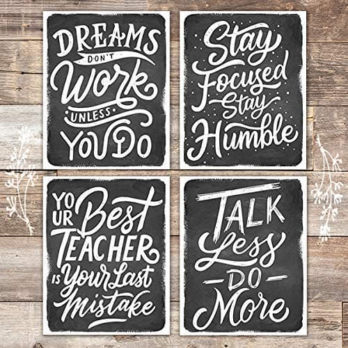 Watercolor Motivational Quotes Black and White (Set of 4) - Unframed - 8x10s - Dream Big Printables