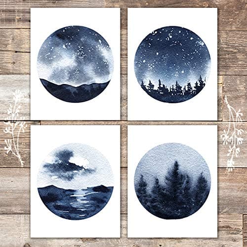 Watercolor Stars, Seas, and Skies Art Prints (Set of 4) - Unframed - 8x10s - Dream Big Printables