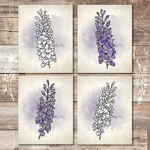 Wisteria Wall Art Prints (Set of 4) - Unframed - 8x10s | Botanical Decor - Dream Big Printables