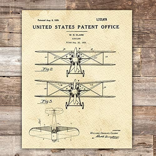 Airplane Patent Print Wall Art - Unframed - 8x10 - Dream Big Printables