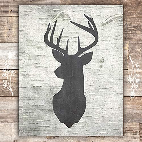 Birch Chalkboard Deer Silhouette Art Print - Unframed - 8x10 - Dream Big Printables