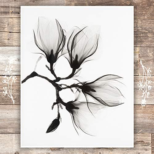 Black and White Magnolia Art Print - 8x10 | Botanical Prints Wall Art - Dream Big Printables