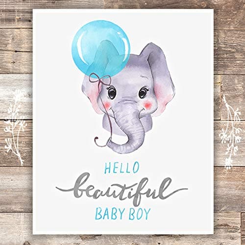 Boys Nursery Decor Art Print - Unframed - 8x10 | Elephant Baby Boy - Dream Big Printables