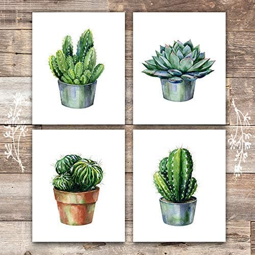Cactus Decor Art Prints (Set of 4) - Unframed - 8x10s | Botanical Prints - Dream Big Printables