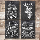 Christmas Chalkboard Quotes Art Prints (Set of 4) - Unframed - 8x10 - Dream Big Printables