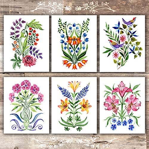 Colorful Floral Arrangements Art Prints (Set of 6) - Unframed - 8x10s - Dream Big Printables