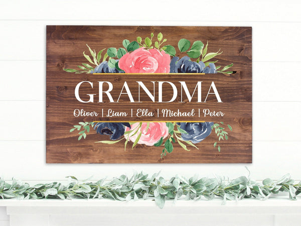 Custom Grandma Gift | Personalized Wooden Sign with Grandkid Names | FAST SHIPPING & Ready to Hang! - Dream Big Printables
