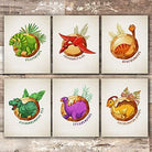 Dinosaurs In Circles Art Prints (Set of 6) - Unframed - 8x10s - Dream Big Printables