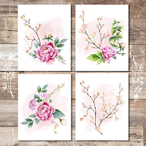Floral Wall Decor Art Prints (Set of 4) - Unframed - 8x10s | Botanical Decor - Dream Big Printables