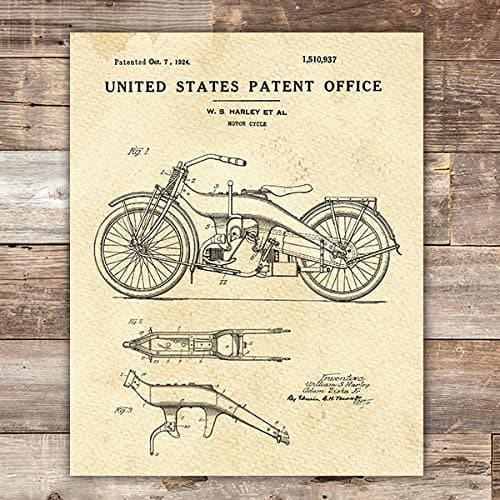 Harley Davidson Patent Print Wall Art - Unframed - 8x10 - Dream Big Printables