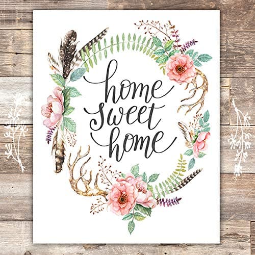 Home Sweet Home Floral Wreath Art Print - 8x10 - Dream Big Printables