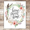 Home Sweet Home Floral Wreath Art Print - 8x10 - Dream Big Printables