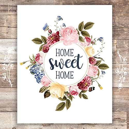 Home Sweet Home Floral Wreath Art Print - Home Wall Decor - Unframed - 8x10 - Dream Big Printables
