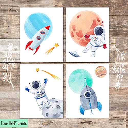 Kids Space Art Prints (Set of 4) - Unframed - 11x14s - Dream Big Printables