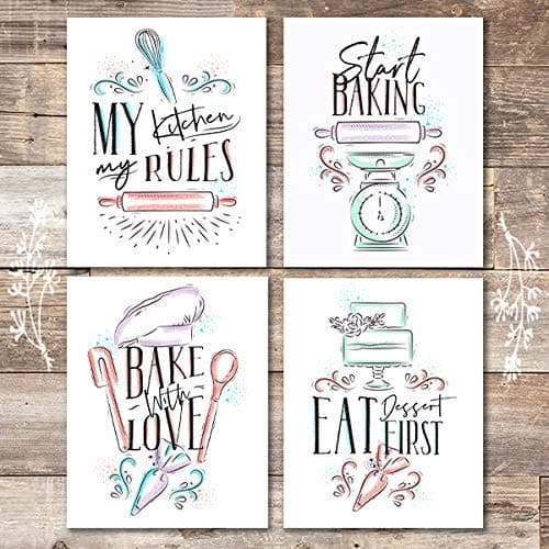 Kitchen Quotes Baking Wall Print (Set of 4) - 8x10s - Dream Big Printables