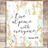 Live At Peace With Everyone Inspirational Print- Unframed - 8x10 - Dream Big Printables